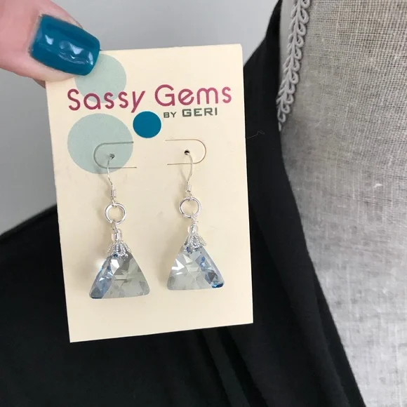 Handmade Custom designed Swarovski Sterling earrings One of a Kind Handcrafted